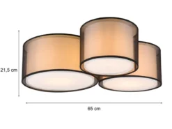 LED Deckenleuchte Stoff 2-lagig Organza transparent Schwarz innen Weiß, B: 65cm