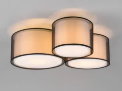 LED Deckenleuchte Stoff 2-lagig Organza transparent Schwarz innen Weiß, B: 65cm