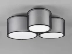 LED Deckenleuchte Stoff 2-lagig Organza transparent Schwarz innen Weiß, B: 65cm