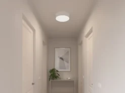 LED Deckenleuchte Stoff Weiß / Abdeckung satiniert, Ø 40cm