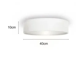 LED Deckenleuchte Stoff Weiß / Abdeckung satiniert, Ø 40cm