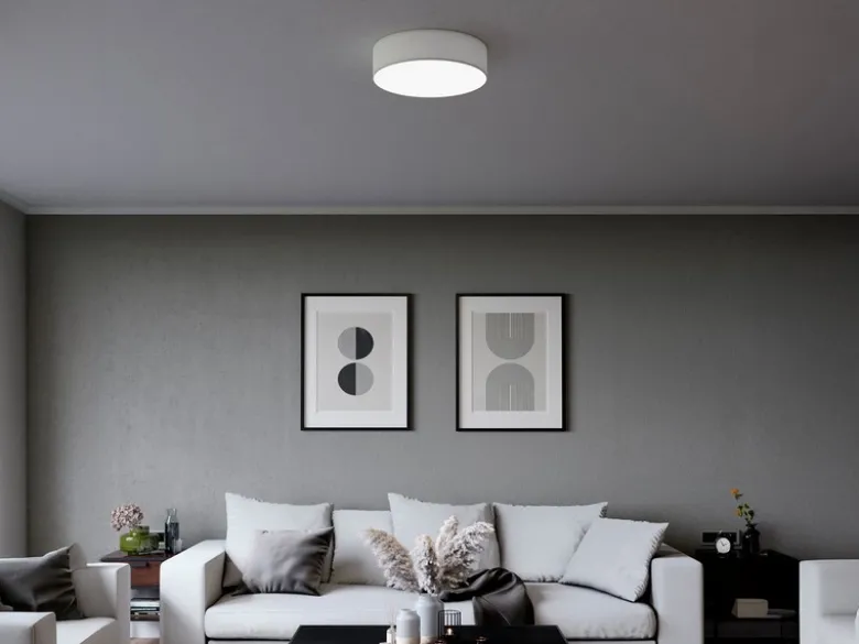 LED Deckenleuchte Stoff Weiß / Abdeckung satiniert, Ø 40cm