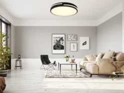 LED Deckenleuchte TACOMA Schwarz dimmbar Lichtfarbe einstellbar, Ø 40cm