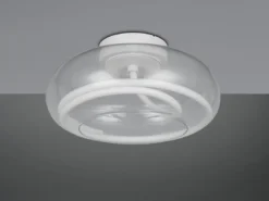 LED Deckenleuchte TARSIA dimmbar aus Metall in Weiß & Glas, rund Ø 40cm