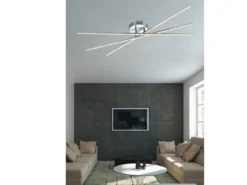 LED Deckenleuchte TIRIAC Metall Silber mit Stufen Dimmer Stäbe drehbar, B: 100cm