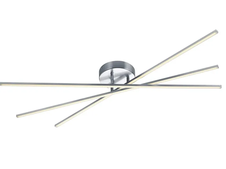 LED Deckenleuchte TIRIAC Metall Silber mit Stufen Dimmer Stäbe drehbar, B: 100cm