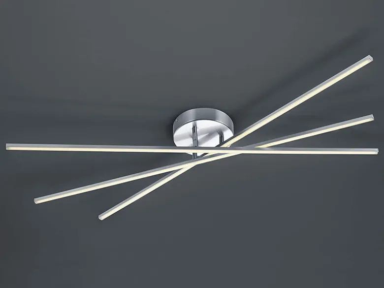 LED Deckenleuchte TIRIAC Metall Silber mit Stufen Dimmer Stäbe drehbar, B: 100cm