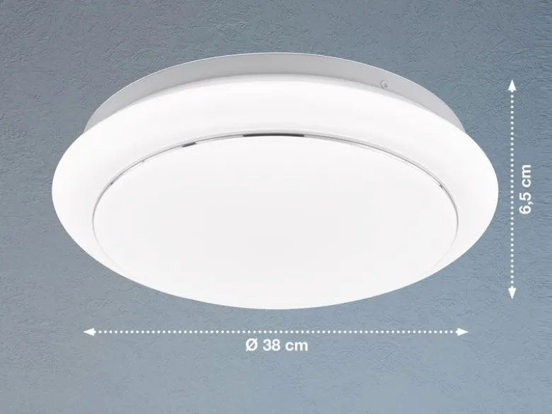 LED Deckenleuchte TIVOLI flach rundes Deckenlicht Weiß, Ø 38cm