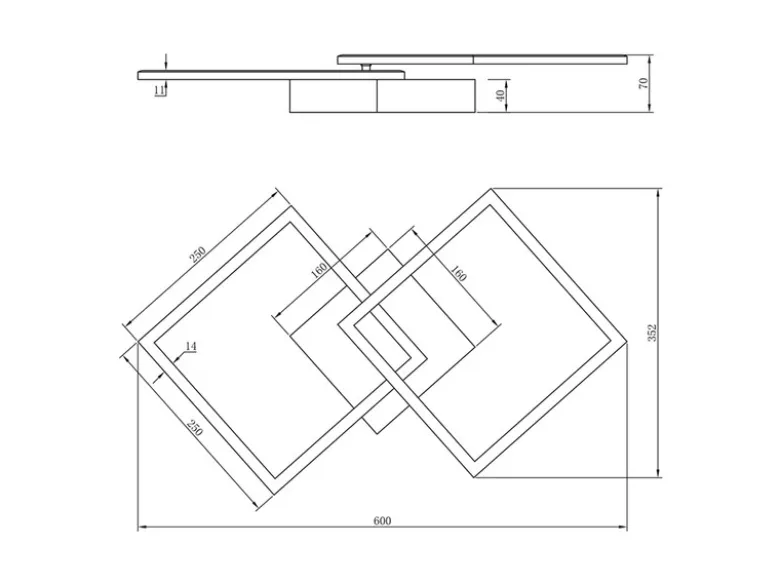LED Deckenleuchte TRAIL Schwarz schwenkbare Module, Breite 60cm