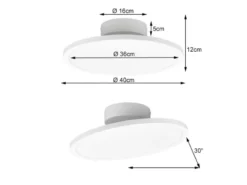 LED Deckenleuchte TRAY einflammig schwenkbar dimmbar Weiß, Ø 40cm