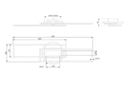 LED Deckenleuchte TWISTER Schwarz dimmbar, Lichtfarbe einstellbar, Breite 90cm