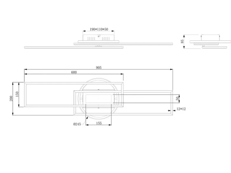 LED Deckenleuchte TWISTER Schwarz dimmbar, Lichtfarbe einstellbar, Breite 90cm