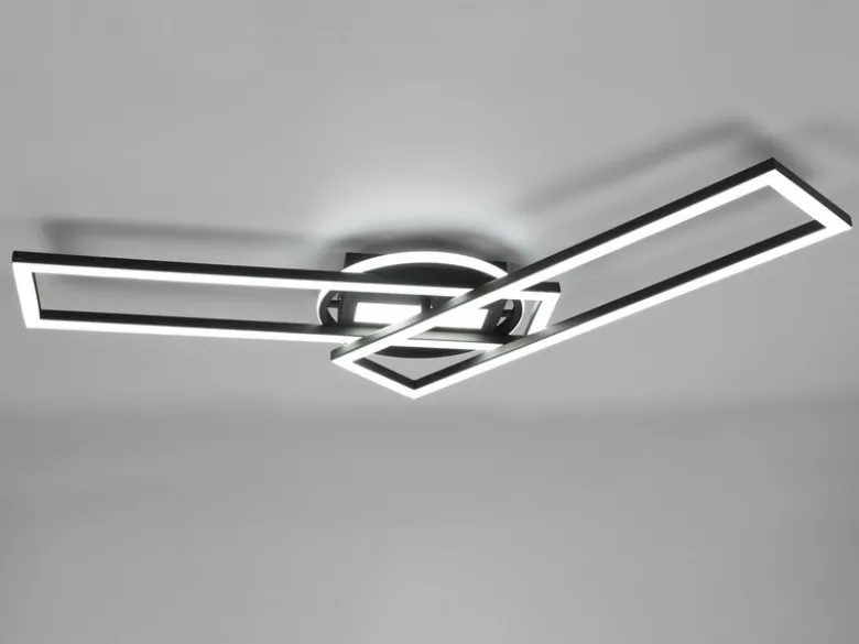 LED Deckenleuchte TWISTER Schwarz dimmbar, Lichtfarbe einstellbar, Breite 90cm