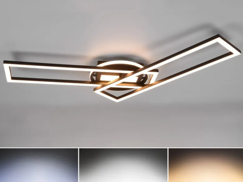 LED Deckenleuchte TWISTER Schwarz dimmbar, Lichtfarbe einstellbar, Breite 90cm