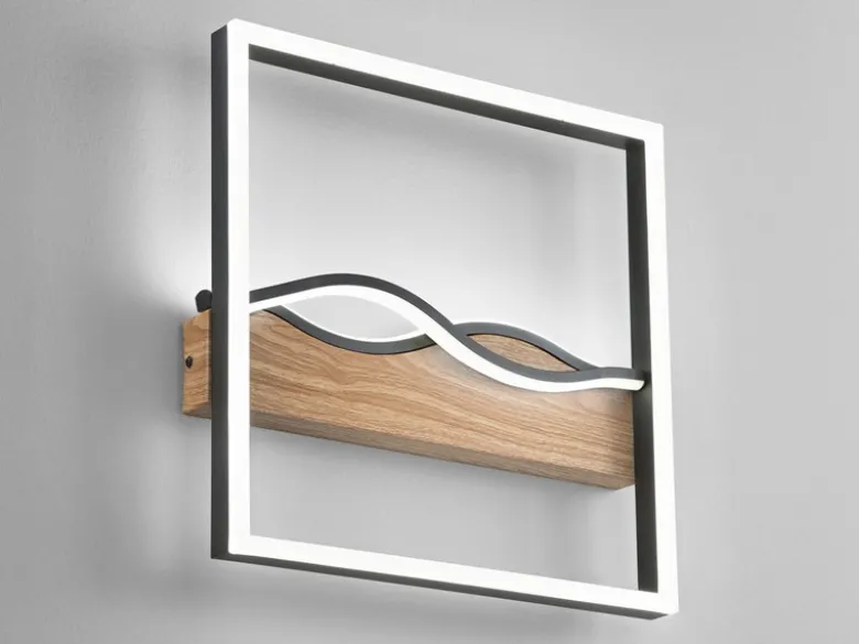 LED Deckenleuchte und Wandleuchte HAWAII in Schwarz, 3 Lichtfarben, 40x40cm