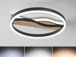 LED Deckenleuchte und Wandleuchte HAWAII in Schwarz, 3 Lichtfarben, Ø 40cm