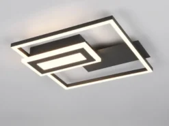 LED Deckenleuchte und Wandleuchte SPIRO ultraflach in Schwarz, Breite 33cm
