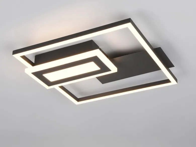 LED Deckenleuchte und Wandleuchte SPIRO ultraflach in Schwarz, Breite 33cm