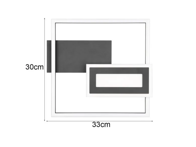 LED Deckenleuchte und Wandleuchte SPIRO ultraflach in Schwarz, Breite 33cm