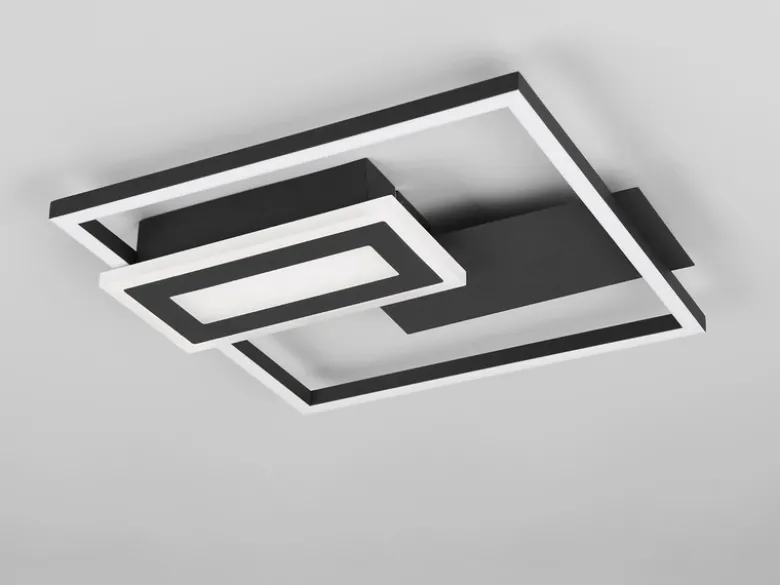 LED Deckenleuchte und Wandleuchte SPIRO ultraflach in Schwarz, Breite 33cm