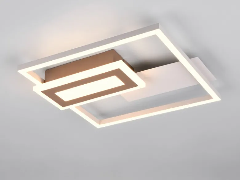 LED Deckenleuchte und Wandleuchte SPIRO ultraflach in Grey/Coffee, Breite 33cm