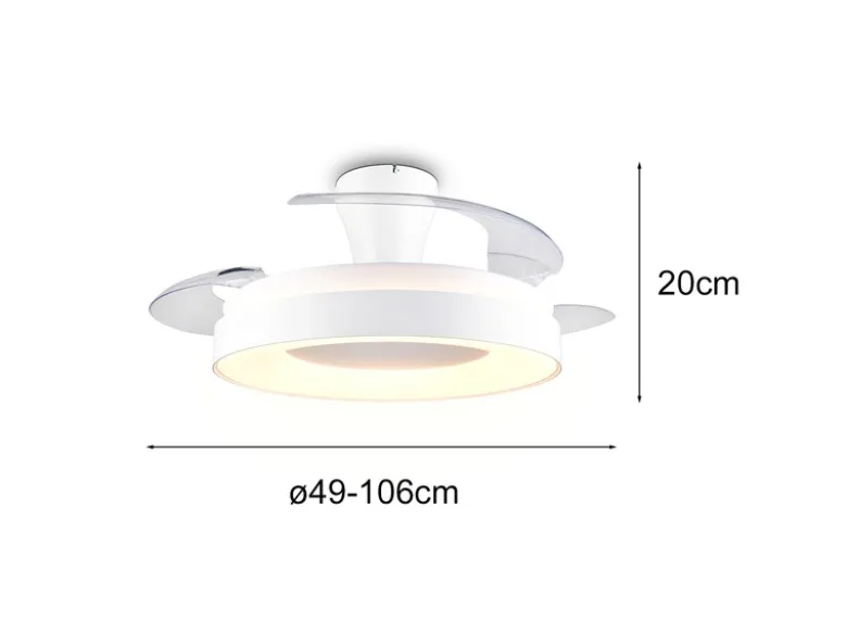 LED Deckenleuchte VANSBRO mit Ventilator und Fernbedienung Ø 49cm - max. 106cm