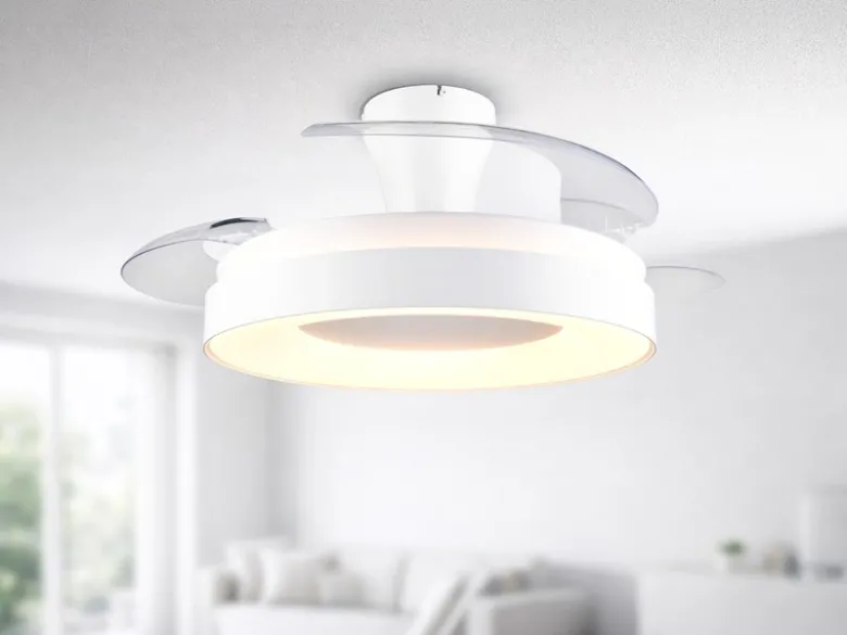LED Deckenleuchte VANSBRO mit Ventilator und Fernbedienung Ø 49cm - max. 106cm