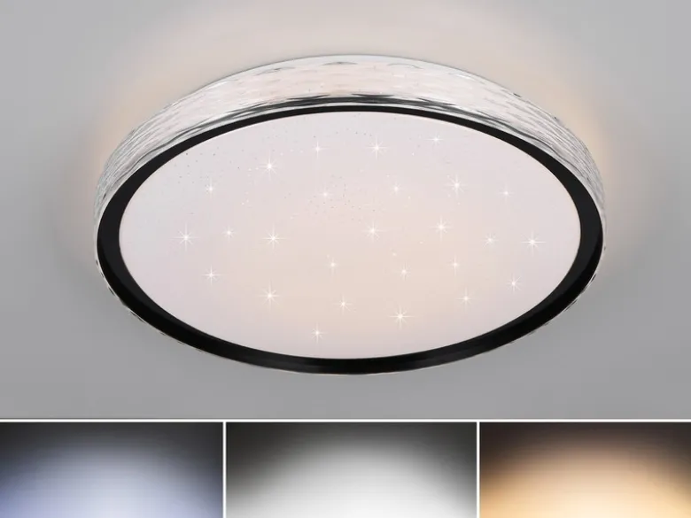 LED Deckenleuchte VARDA mit Fernbedienung Metall Schwarz, Ø 39cm