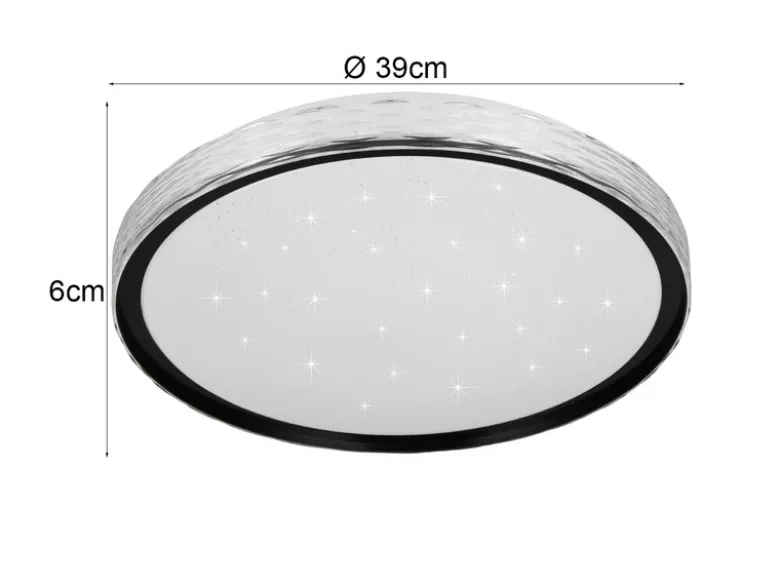LED Deckenleuchte VARDA mit Fernbedienung Metall Schwarz, Ø 39cm
