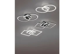 LED Deckenleuchte VENIDA 2 Ringe Silber, dimmbar, Breite 50cm