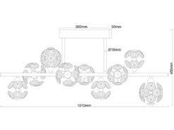 LED Deckenleuchte VIRINA 9-flammig Silber mit Kristall Glaskugeln, Breite 101cm