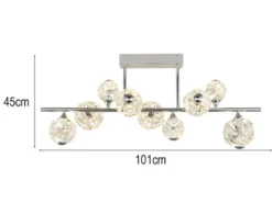 LED Deckenleuchte VIRINA 9-flammig Silber mit Kristall Glaskugeln, Breite 101cm