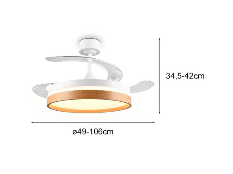 LED Deckenleuchte VOLDA mit Ventilator und Fernbedienung Ø 49cm - max. 106cm