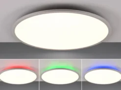 LED Deckenleuchte YUMA flach mit Fernbedienung, 3 Lichtfarben & RGB, Ø 60cm