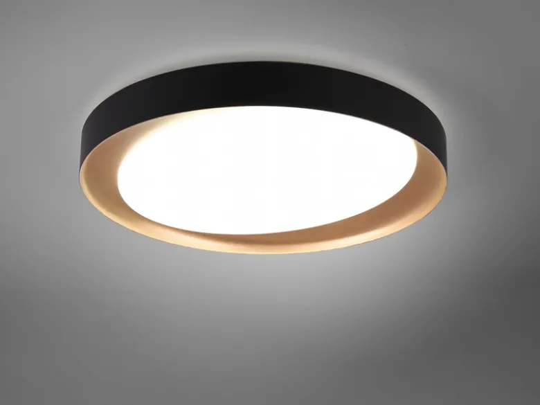 LED Deckenleuchte ZETA Schwarz Gold mit Fernbedienung dimmbar & Tageslicht Ø48cm