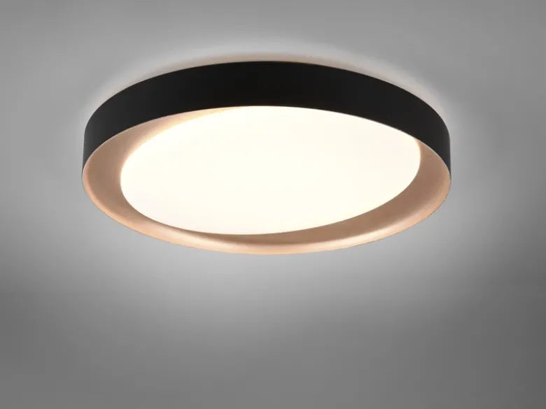 LED Deckenleuchte ZETA Schwarz Gold mit Fernbedienung dimmbar & Tageslicht Ø48cm