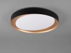 LED Deckenleuchte ZETA Schwarz Gold mit Fernbedienung dimmbar & Tageslicht Ø48cm