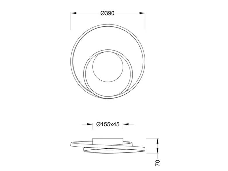 LED Deckenleuchte ZIBAL Rostfarbig mit 3 Stufen Dimmer Spirale, Ø 39cm