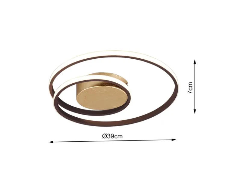 LED Deckenleuchte ZIBAL Rostfarbig mit 3 Stufen Dimmer Spirale, Ø 39cm