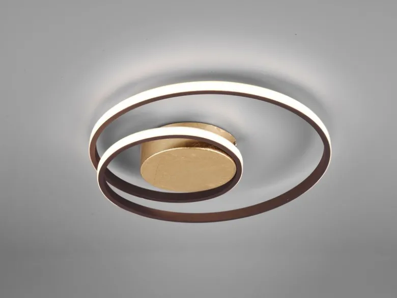 LED Deckenleuchte ZIBAL Rostfarbig mit 3 Stufen Dimmer Spirale, Ø 39cm
