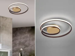 LED Deckenleuchte ZIBAL Rostfarbig mit 3 Stufen Dimmer Spirale, Ø 39cm