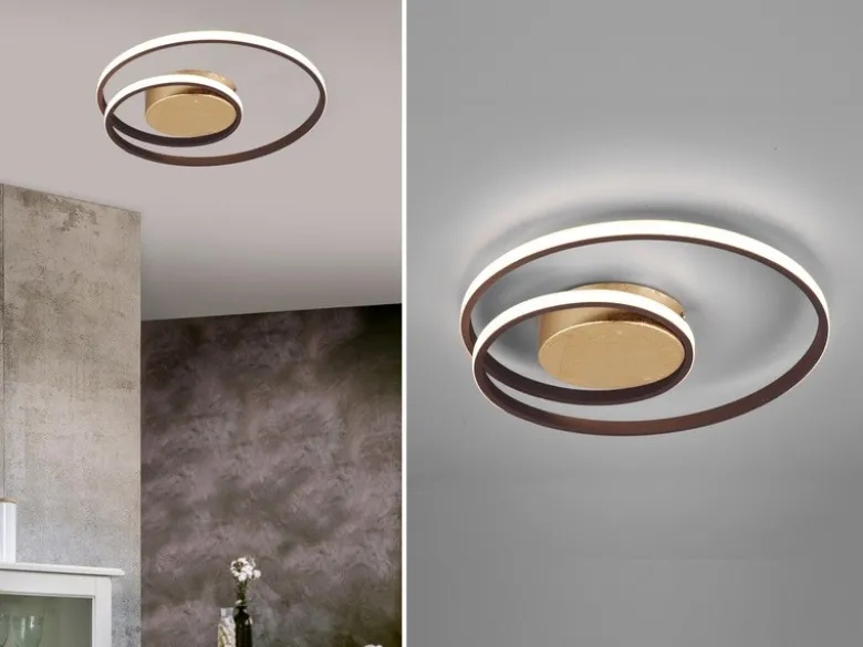 LED Deckenleuchte ZIBAL Rostfarbig mit 3 Stufen Dimmer Spirale, Ø 39cm