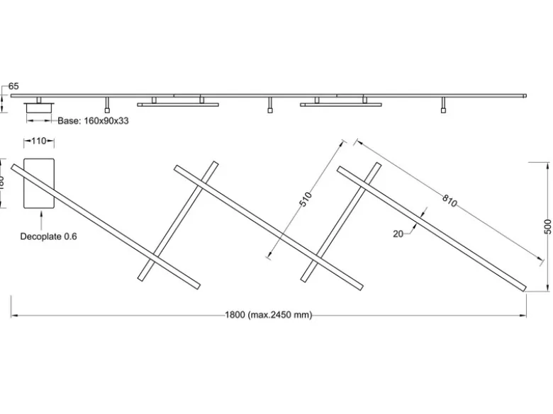 LED Deckenschiene INDIRA Schwarz schwenkbar, Breite bis 245cm