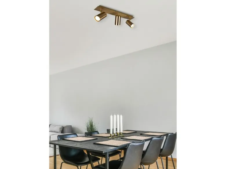 LED Deckenstrahler Altmessing 3-flammig, Breite 48cm