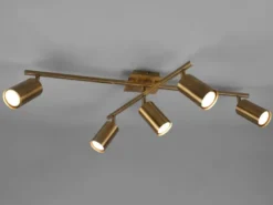 LED Deckenstrahler Altmessing 5-flammig dimmbar, Breite 77,4cm