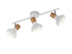 LED Deckenstrahler aus Metall in Weiß & Holzoptik, Breite 47cm
