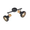 LED Deckenstrahler aus Metall in Schwarz & Holzoptik, Breite 30cm