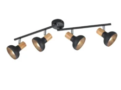LED Deckenstrahler aus Metall in Schwarz & Holzoptik, Breite 71cm