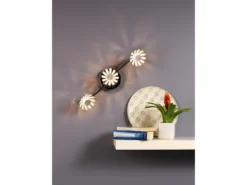 LED Deckenstrahler BLOOM 3-flammig, Metall in Blattsilber, Breite 50cm
