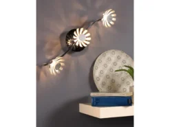 LED Deckenstrahler BLOOM 3-flammig, Metall in Blattsilber, Breite 50cm
